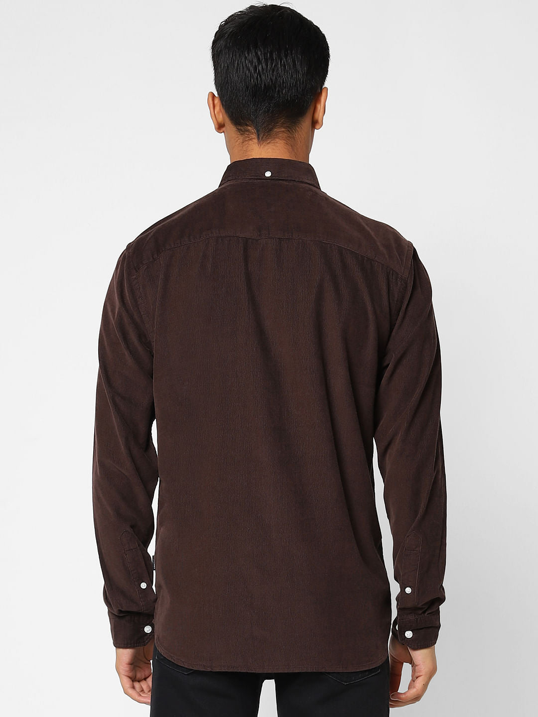 Deep Brown Corduroy Full Sleeves Shirt