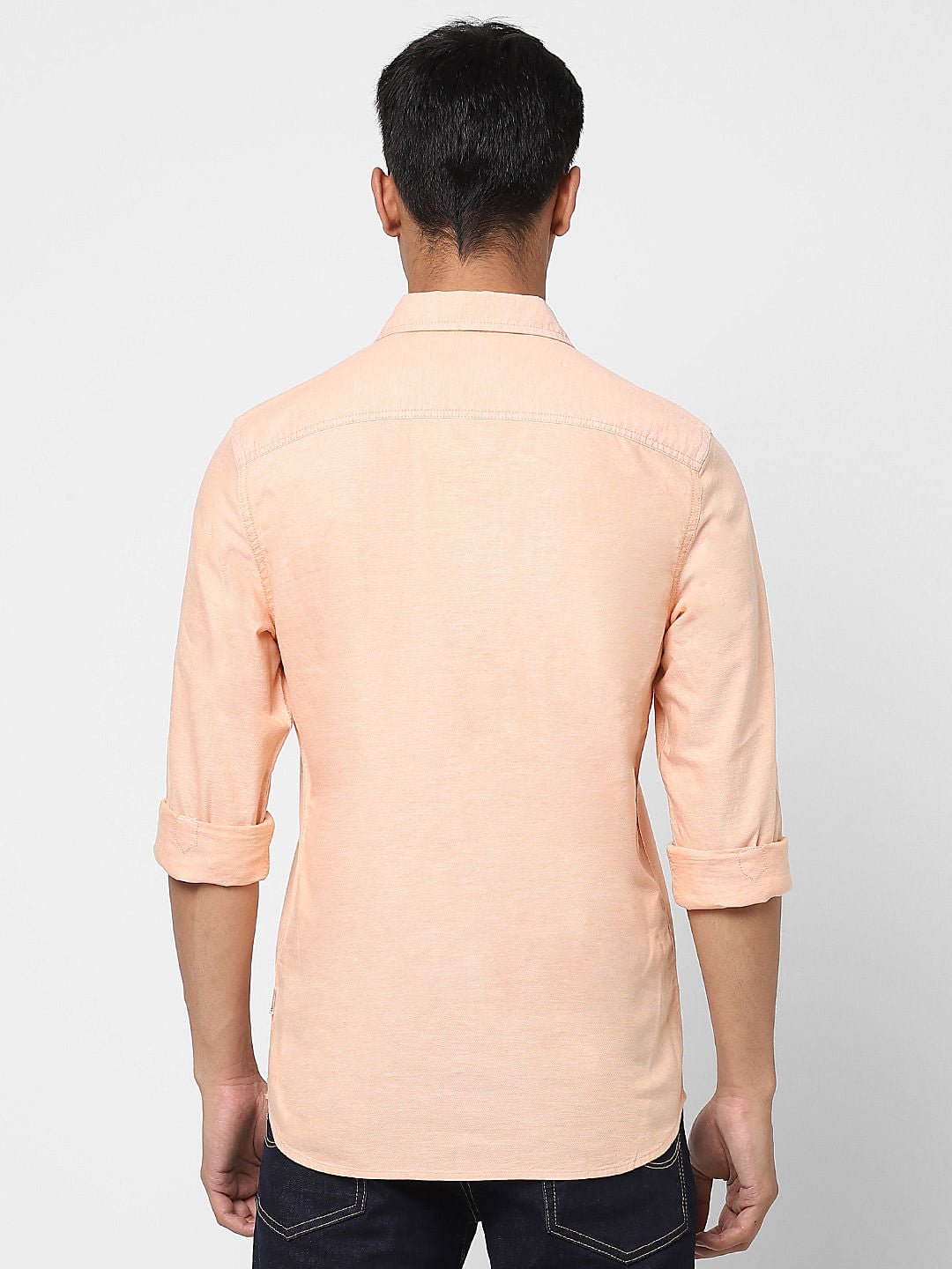 Peach Logo Print Full Sleeves Shirt