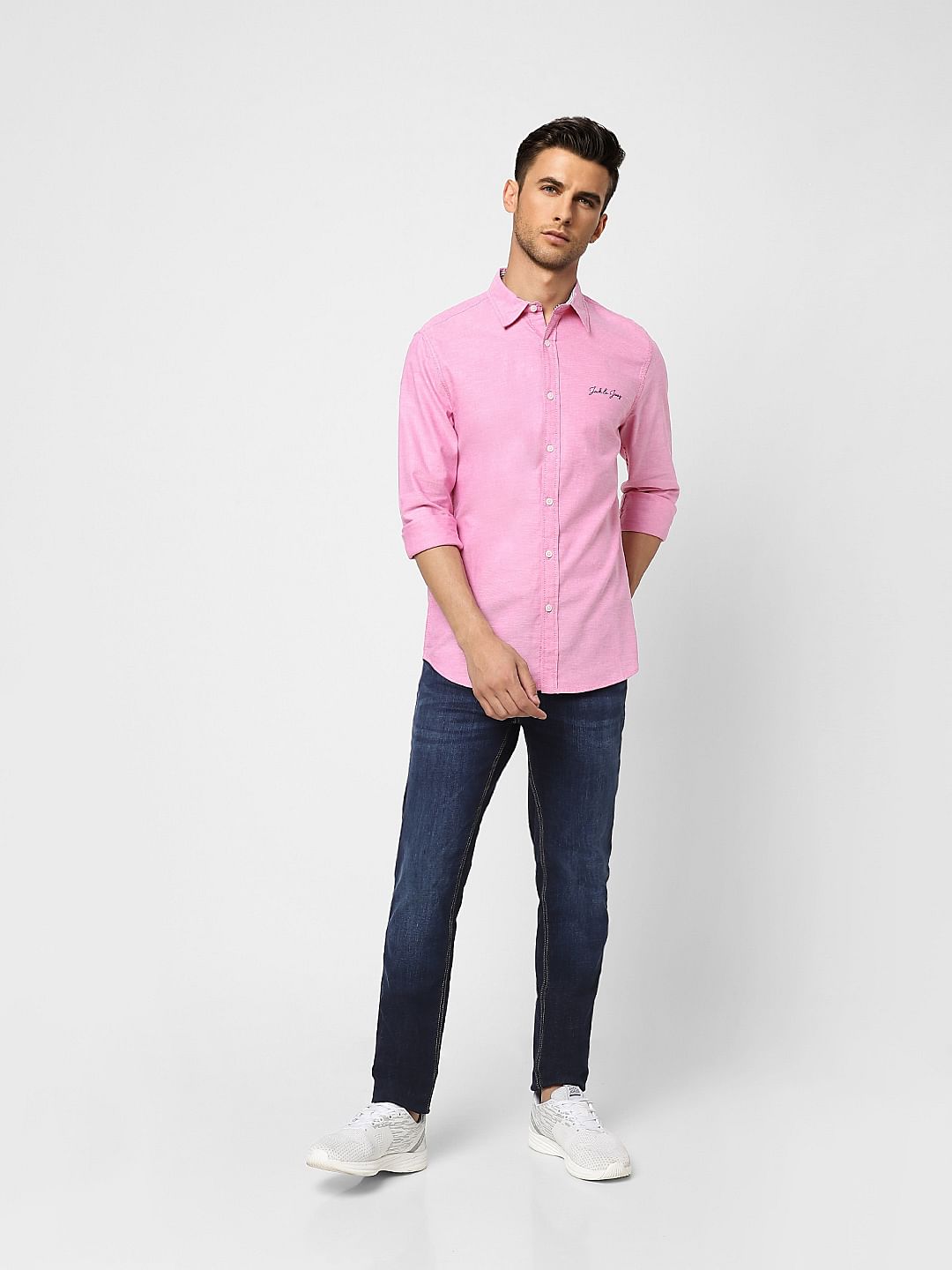 Pink Logo Print Full Sleeves Shirt - S