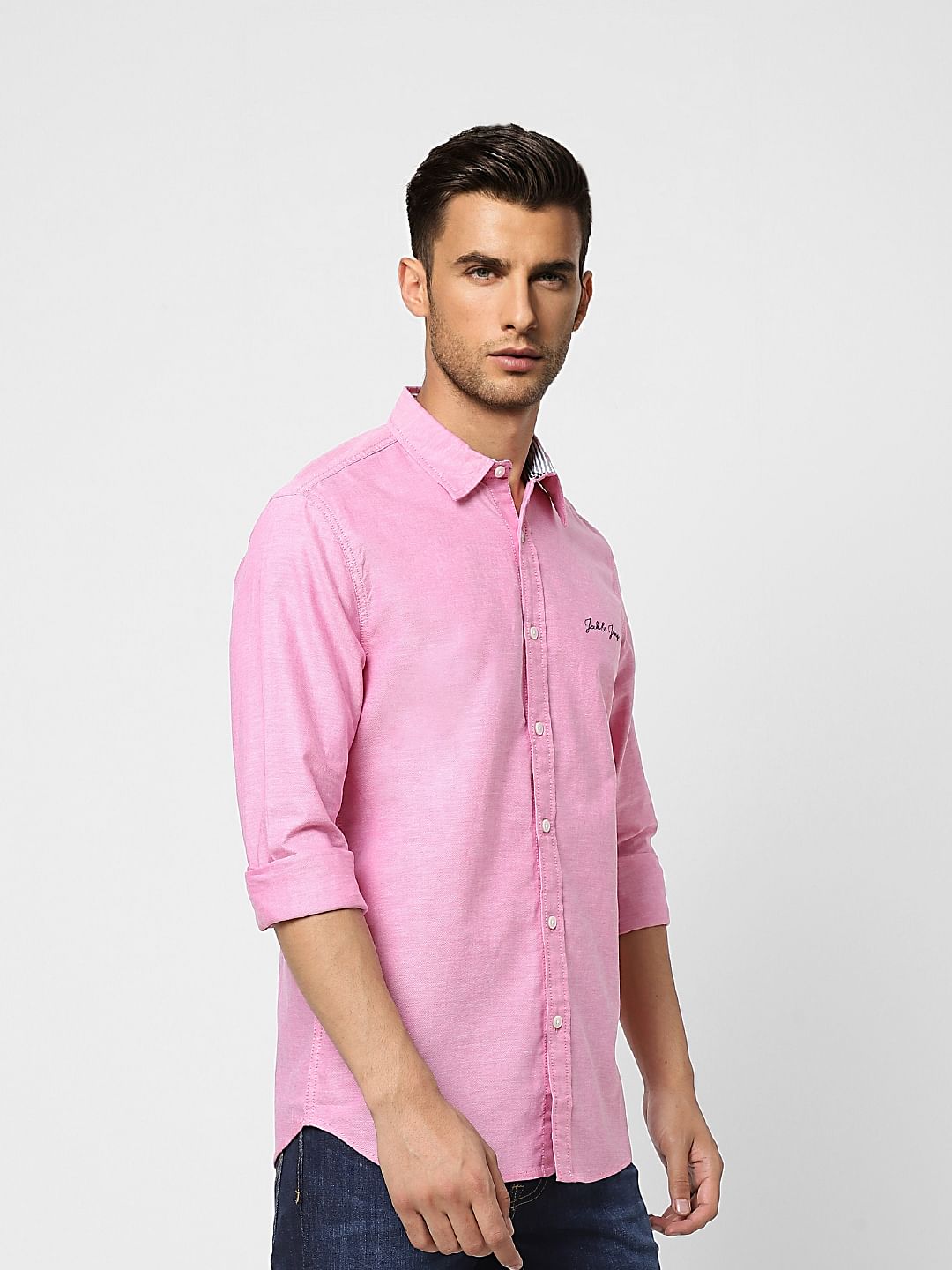 Pink Logo Print Full Sleeves Shirt