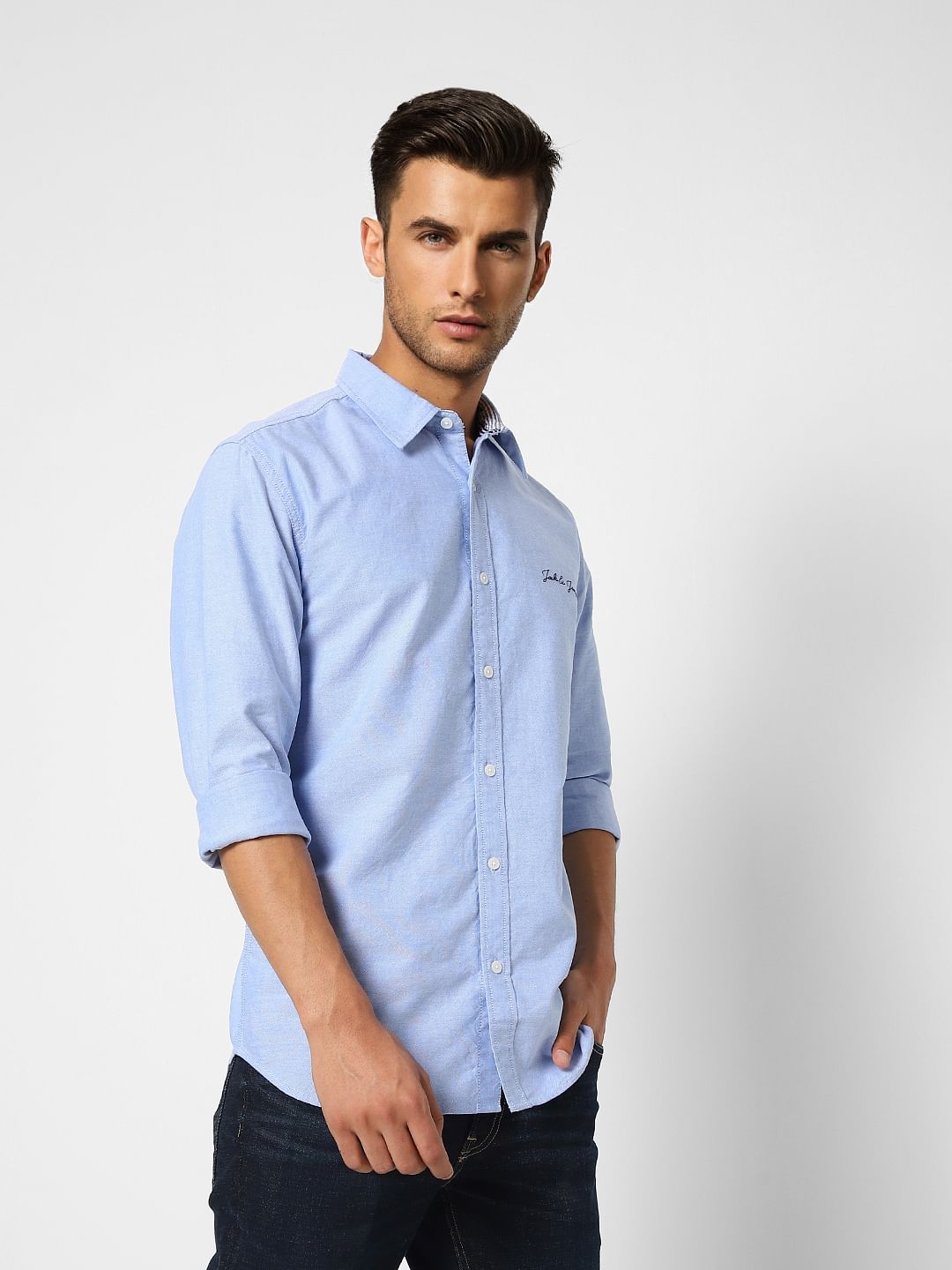 Blue Logo Print Full Sleeves Shirt