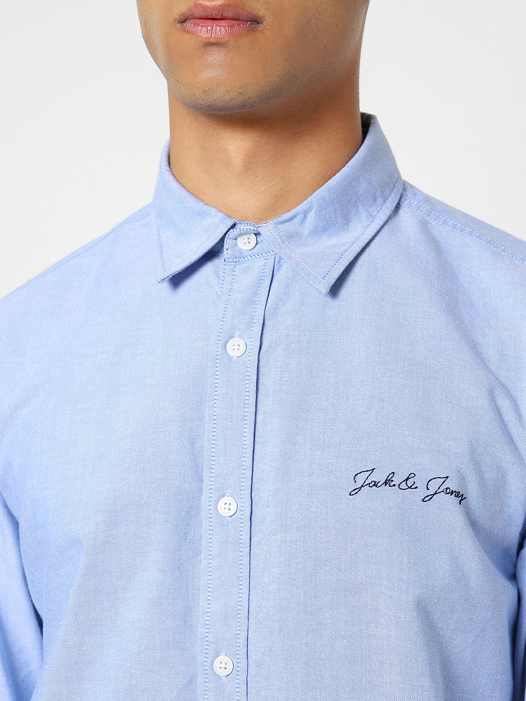 Blue Logo Print Full Sleeves Shirt
