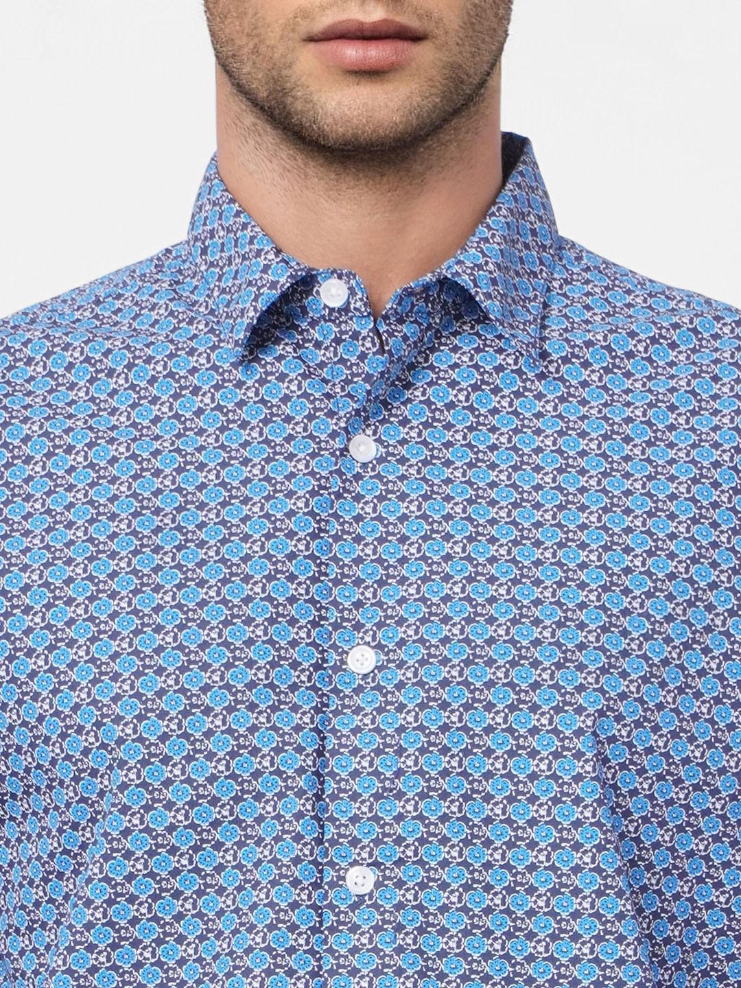 Blue Abstract Print Full Sleeves Shirt
