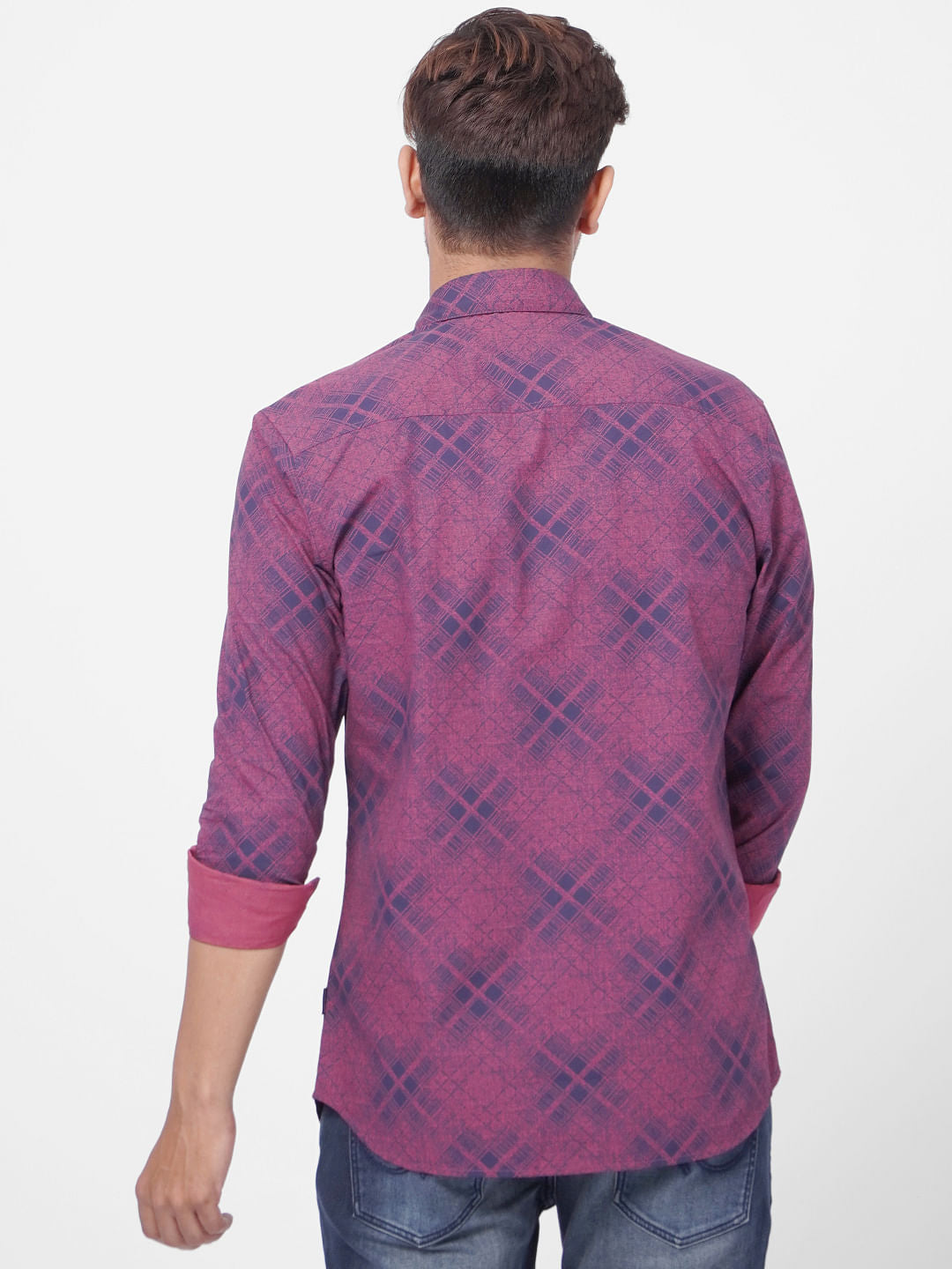 Pink Abstract Print Full Sleeves Shirt
