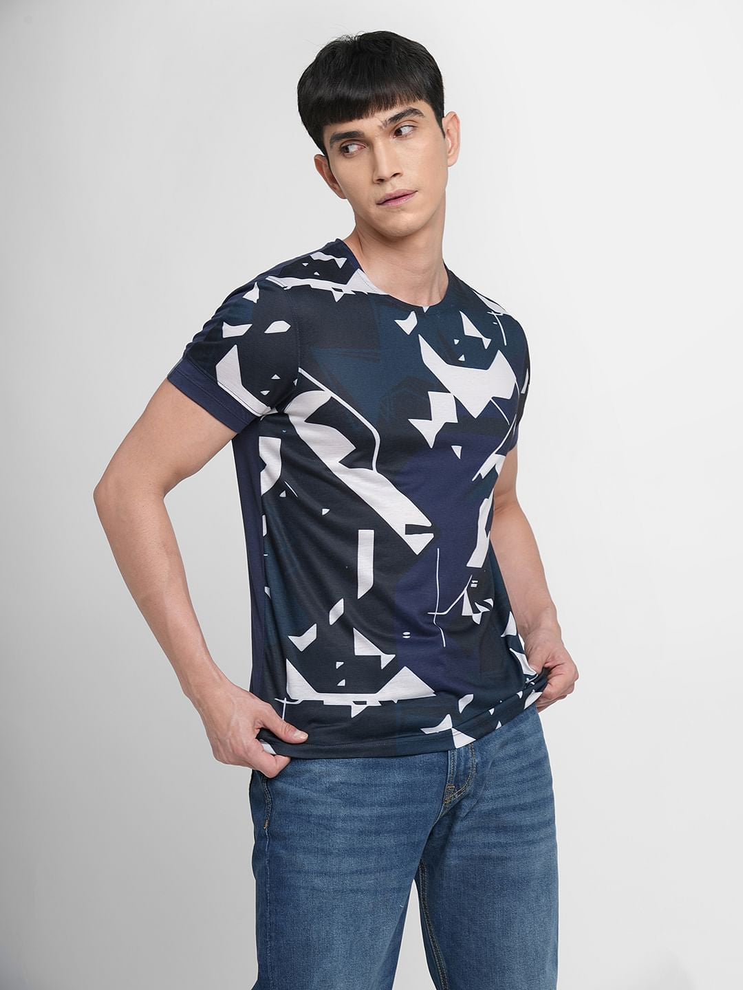 Blue Abstract Print T-shirt