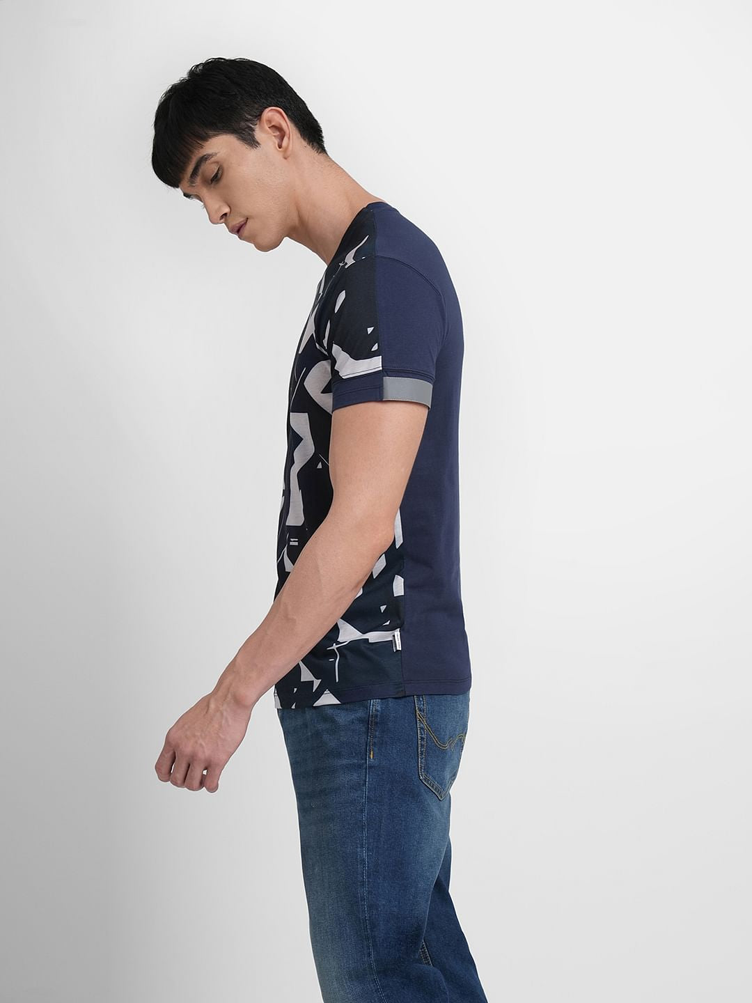Blue Abstract Print T-shirt
