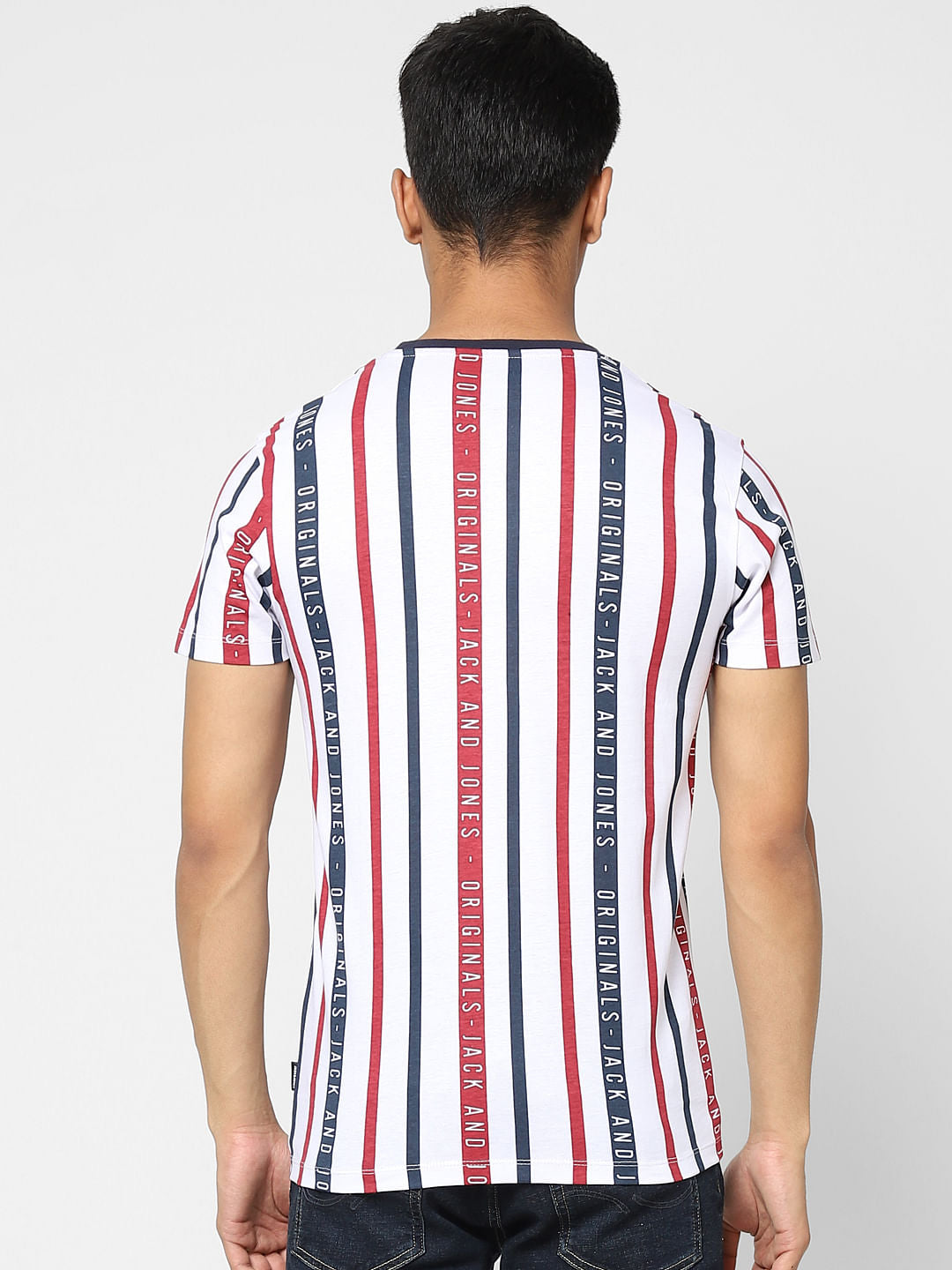 White Striped Crew Neck T-shirt