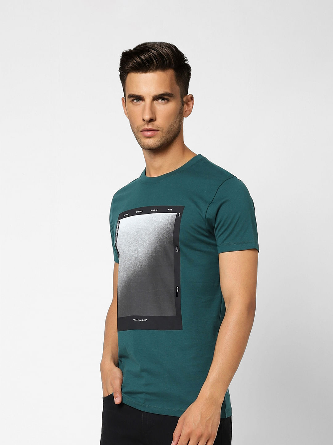 Dark Green Graphic Print Crew Neck T-shirt