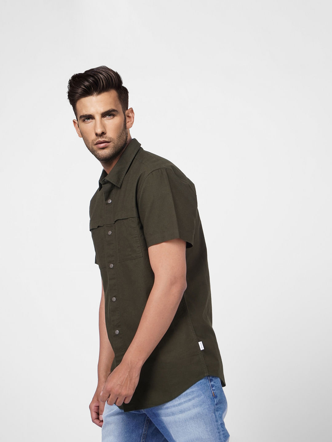 Olive Green Short Sleeves Shirt