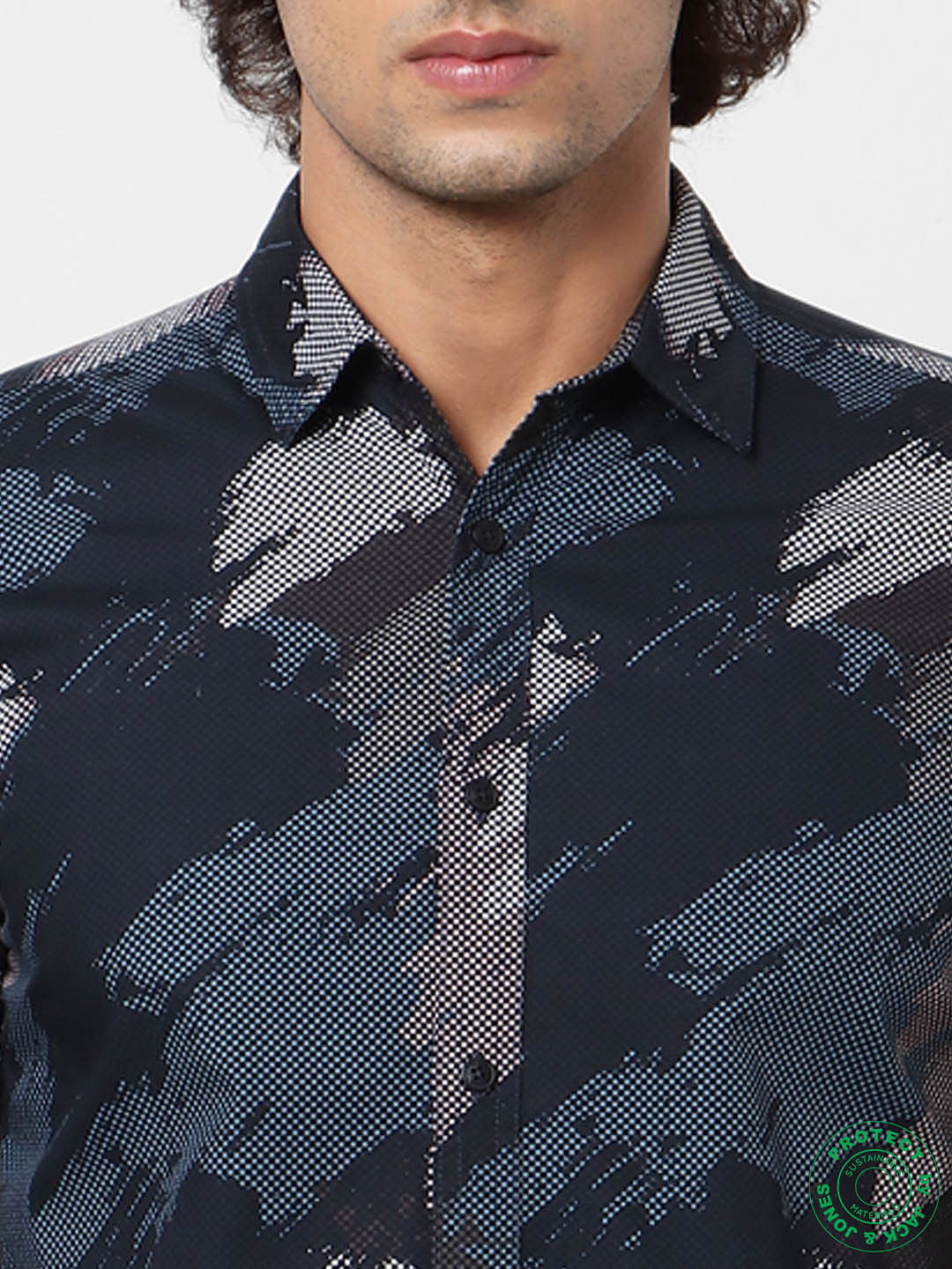 Blue Abstract Print Full Sleeves Shirt