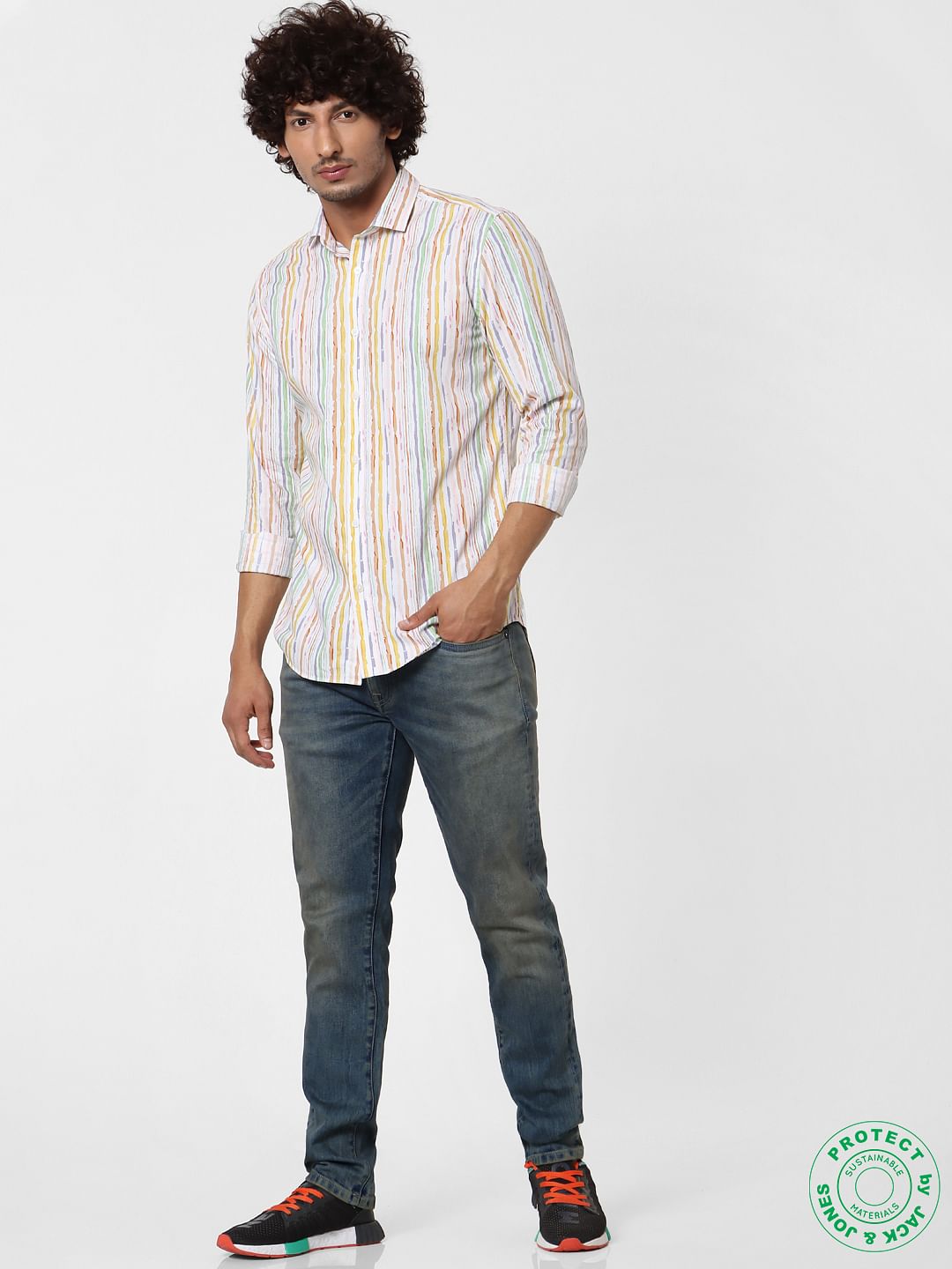 Multi-coloured Full Sleeves Striped Shirt