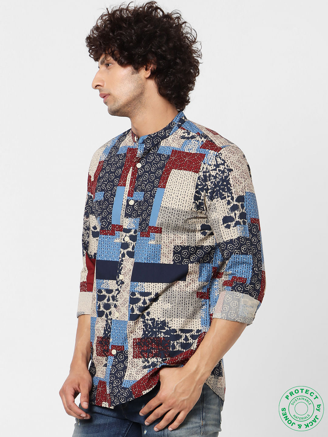 Multi-coloured Abstract Print Full Sleeves Shirt