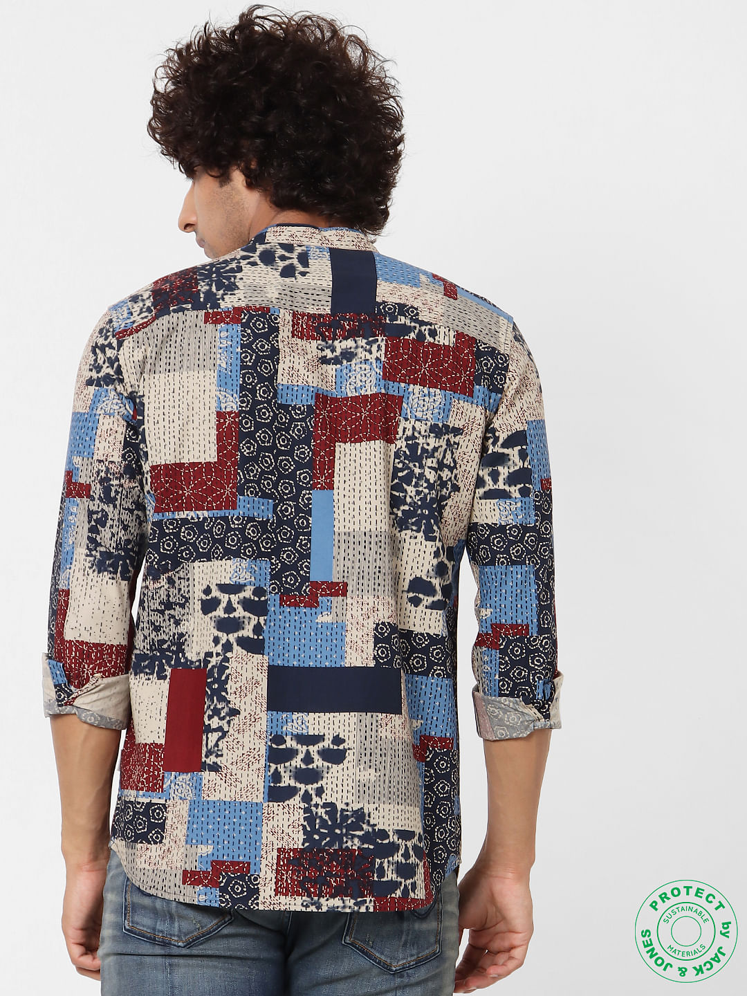 Multi-coloured Abstract Print Full Sleeves Shirt