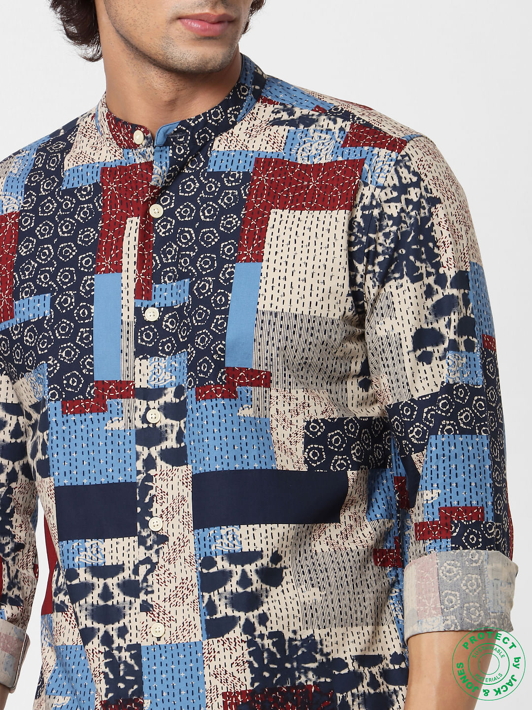 Multi-coloured Abstract Print Full Sleeves Shirt