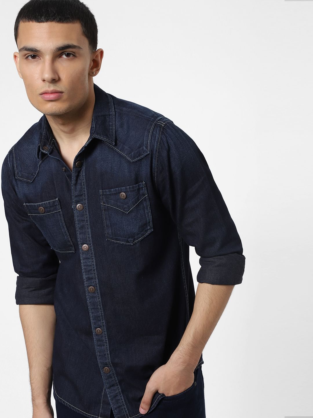 Blue Full Sleeves Denim Shirt - S