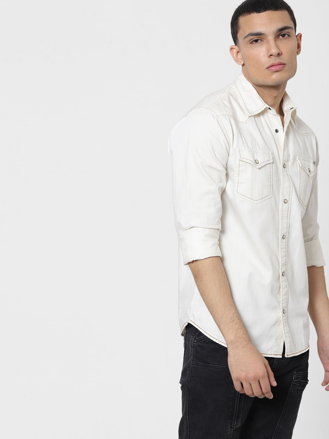 White Full Sleeves Shirt - S