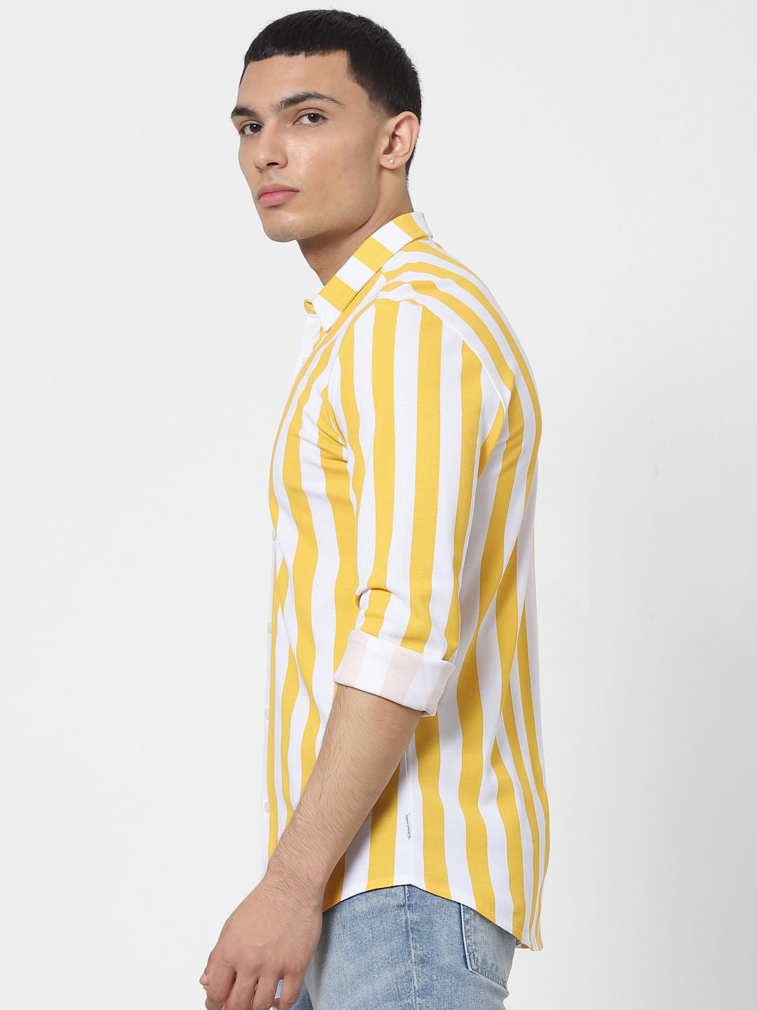 Yellow Striped Full Sleeves Shirt