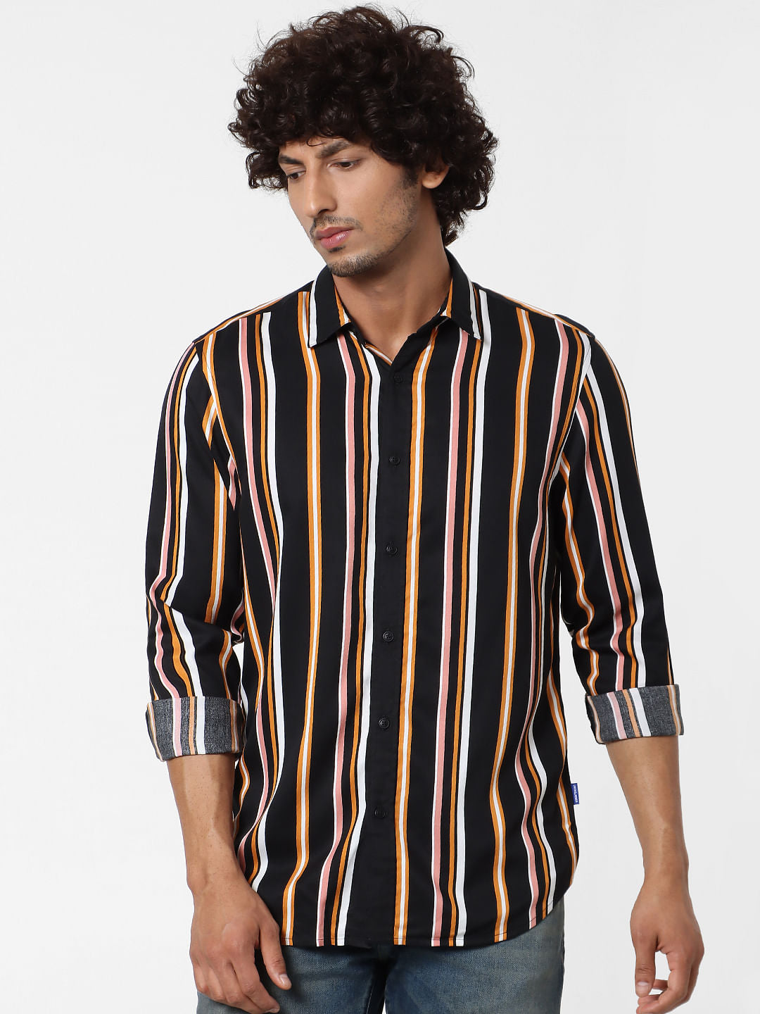 Black Full Sleeves Striped Shirt