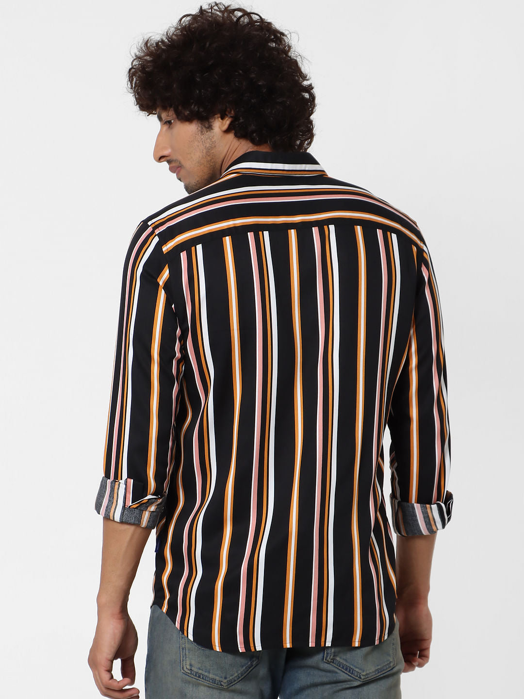 Black Full Sleeves Striped Shirt