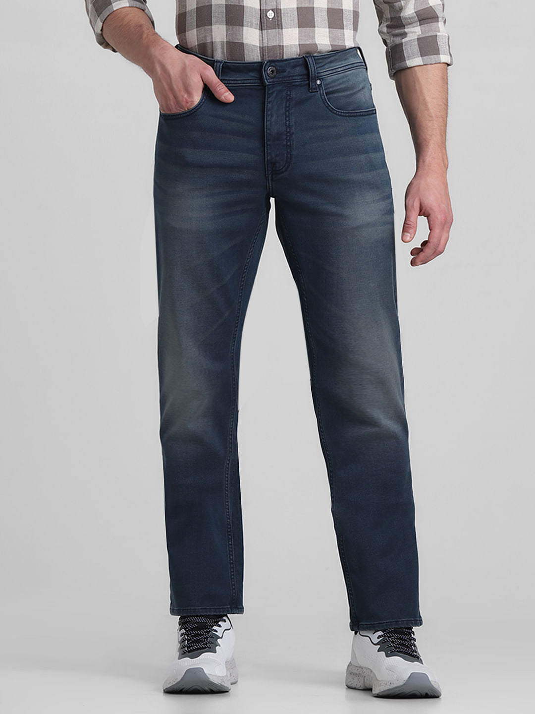 Dark Blue Mid Rise Clark Regular Fit Jeans - 28/30