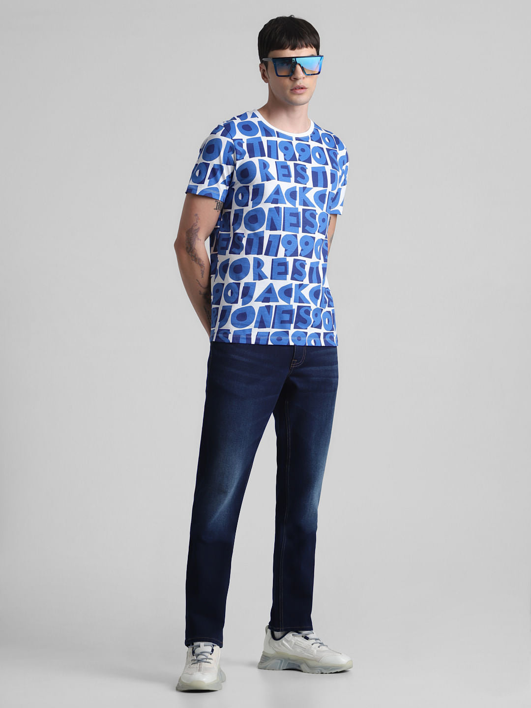 Dark Blue Mid Rise Clark Regular Fit Jeans