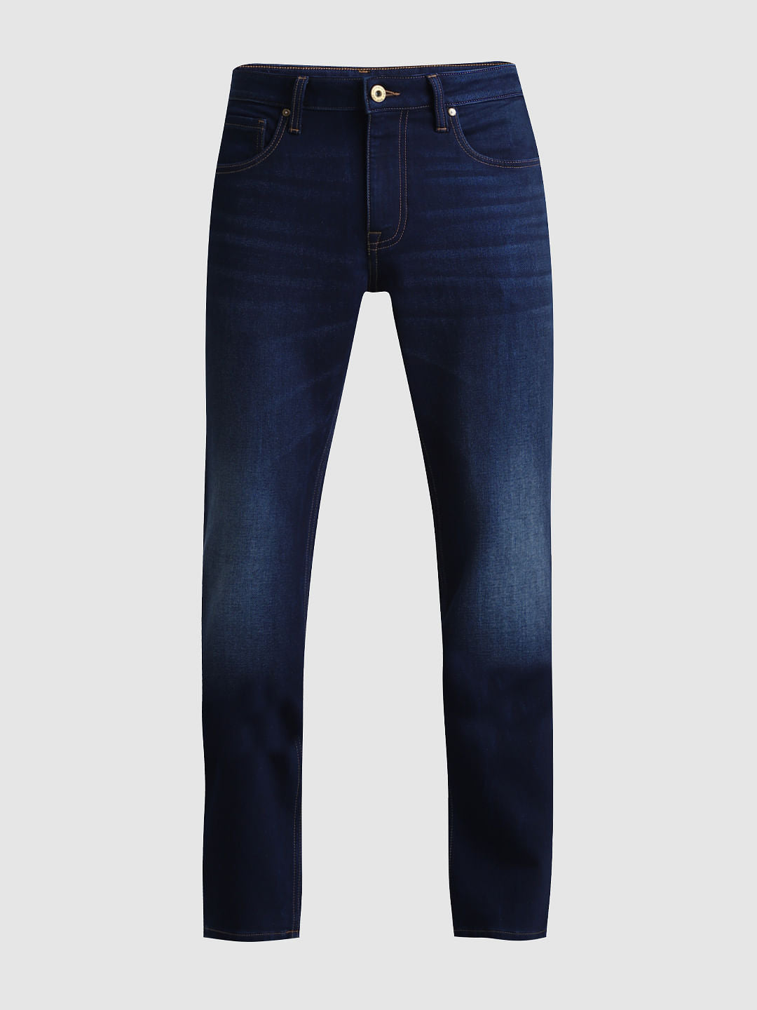 Dark Blue Mid Rise Clark Regular Fit Jeans