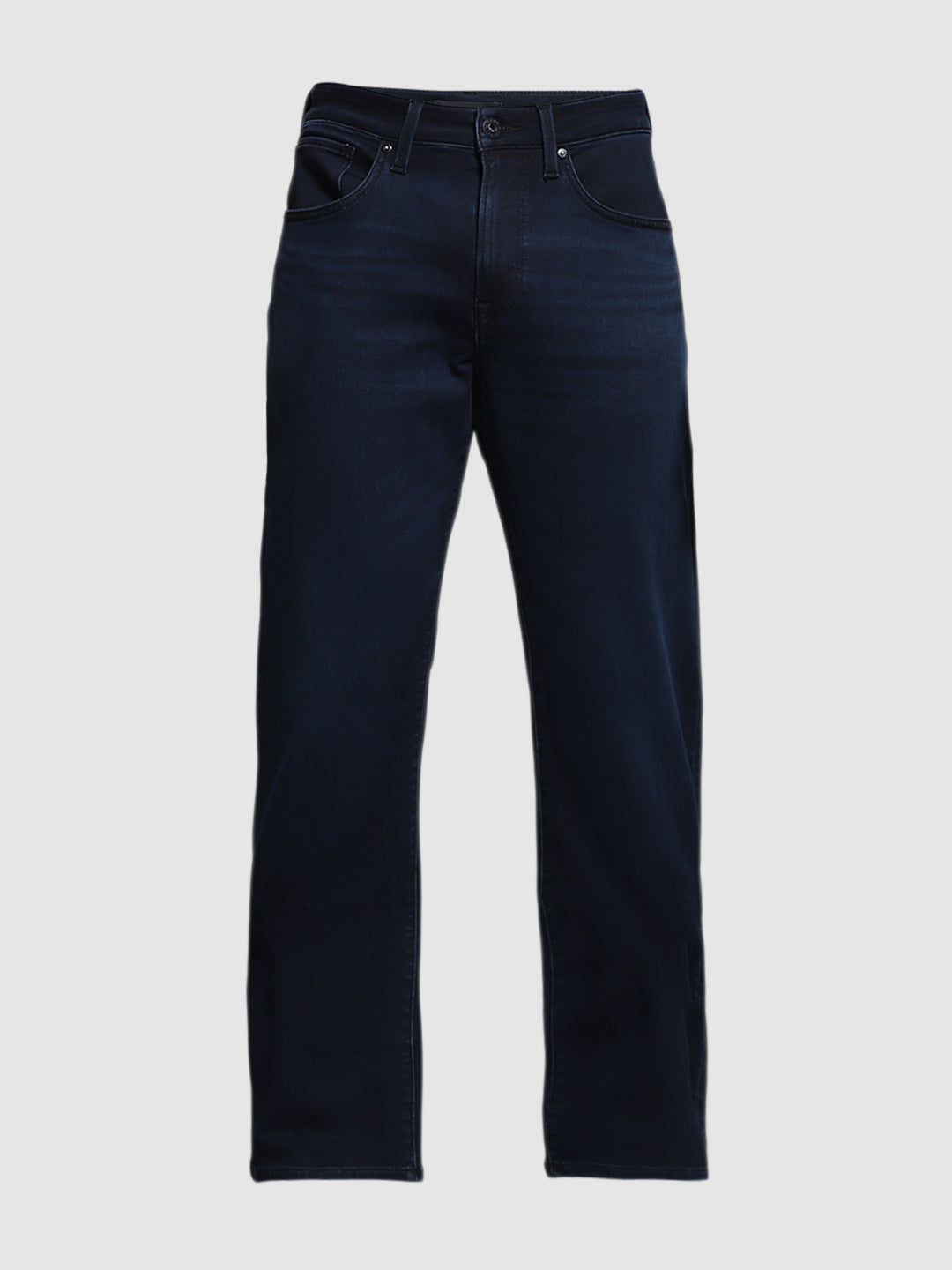 Men's Dark Blue Bootcut Jeans With High Rise