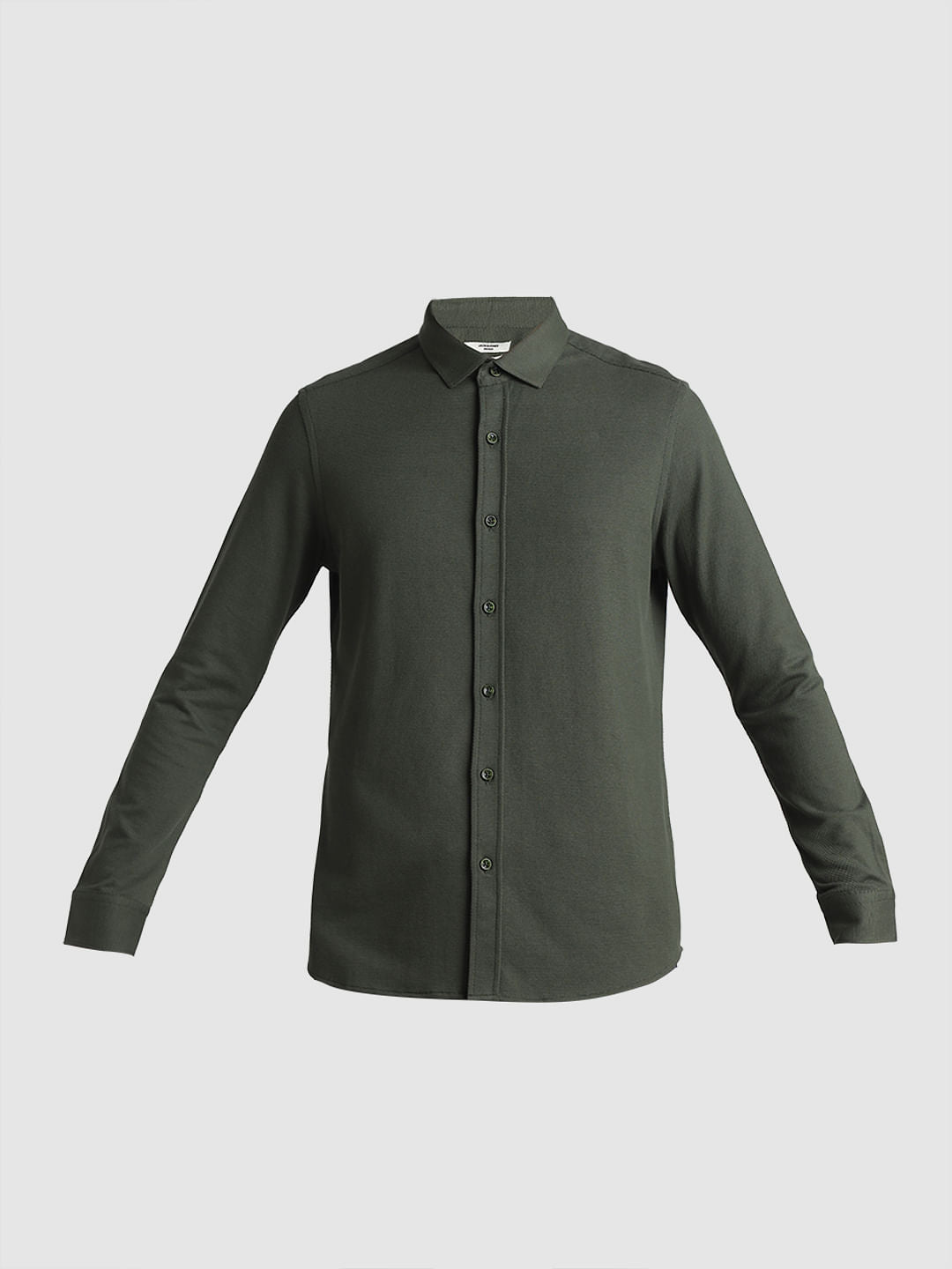 Green Slim Fit Full Sleeves Shirt
