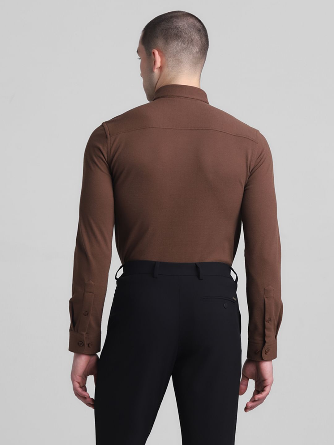 Brown Slim Fit Full Sleeves Shirt