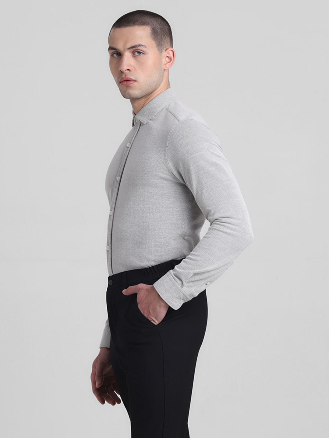 White Slim Fit Full Sleeves Shirt