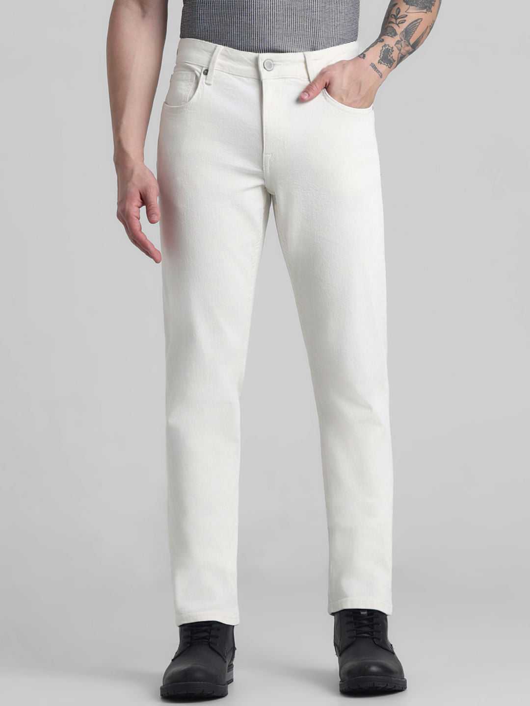Beige Low Rise Glenn Slim Fit Jeans - 28/30
