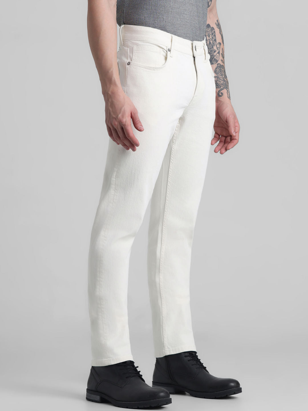 Beige Low Rise Glenn Slim Fit Jeans