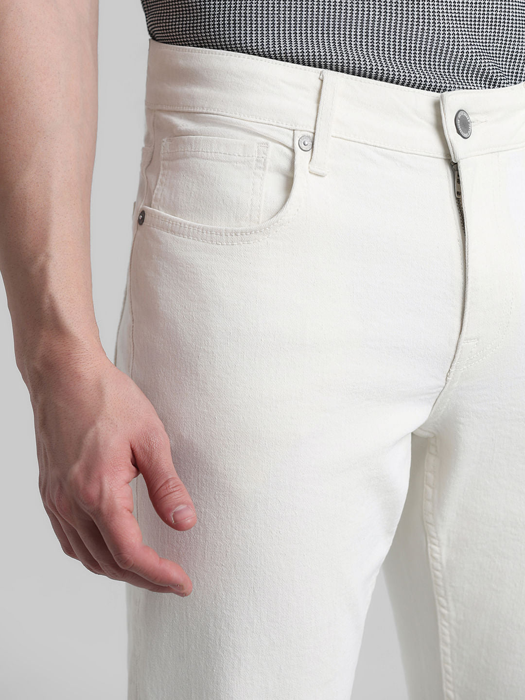 Beige Low Rise Glenn Slim Fit Jeans