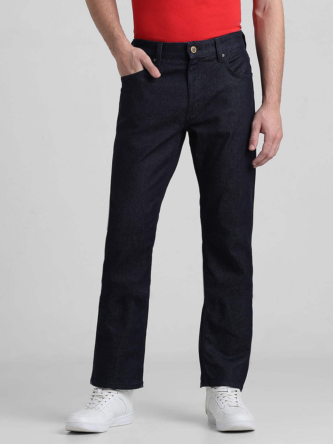 Dark Blue Mid Rise Clark Regular Fit Jeans