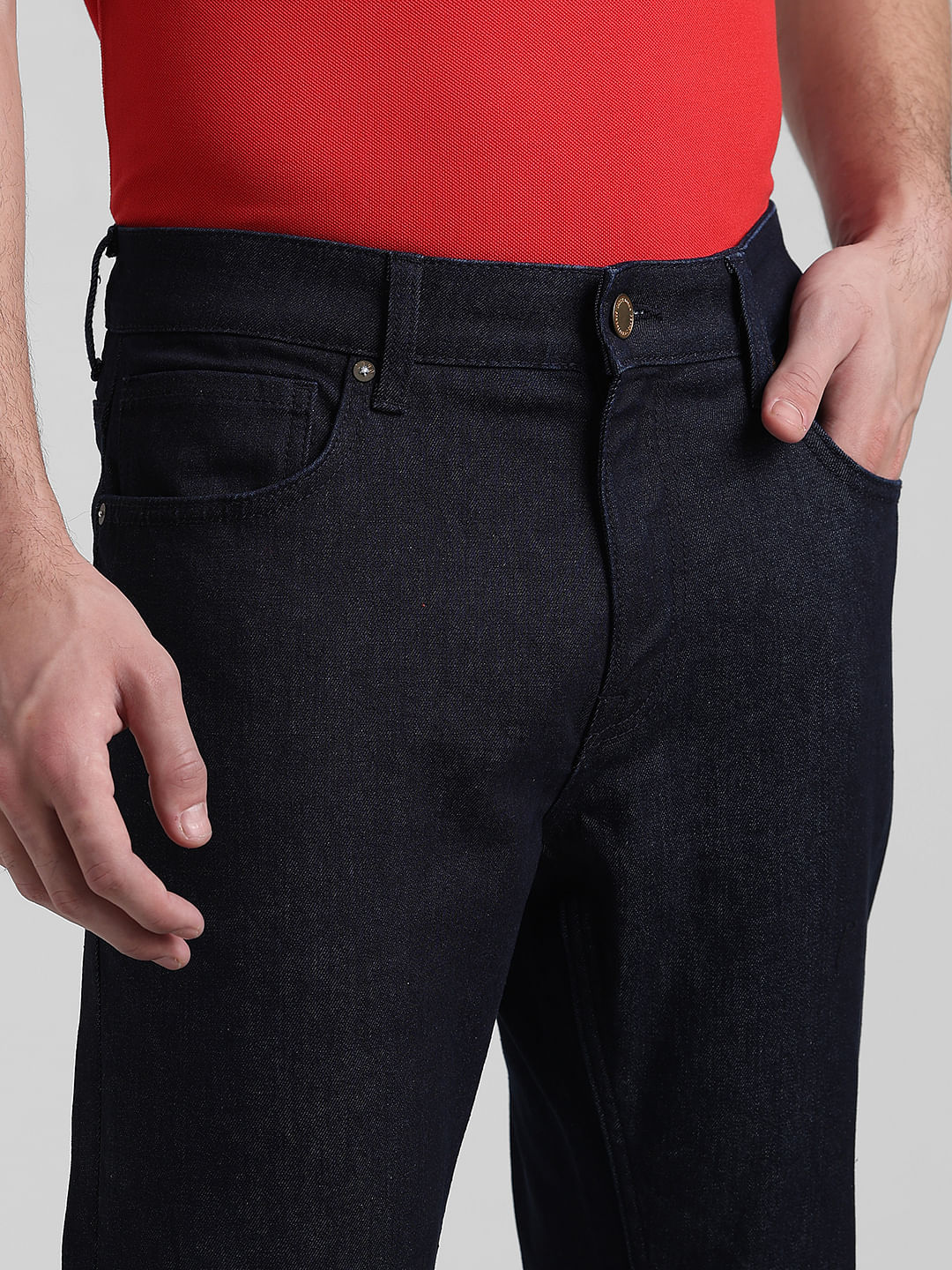 Dark Blue Mid Rise Clark Regular Fit Jeans