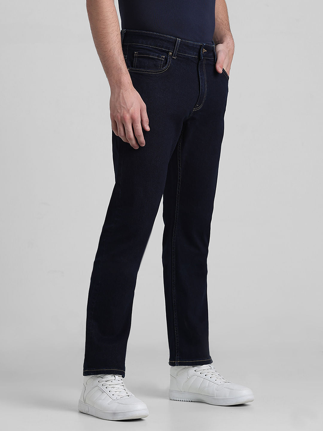 Dark Blue Mid Rise Clark Regular Fit Jeans