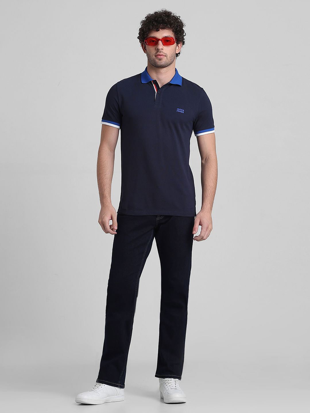 Dark Blue Mid Rise Clark Regular Fit Jeans