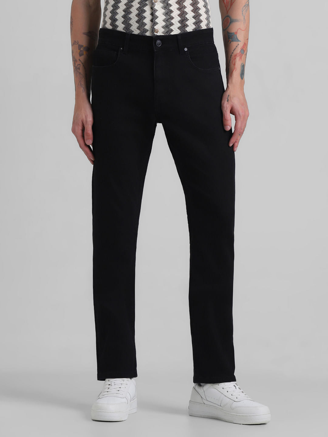 Black Mid Rise Clark Regular Fit Jeans