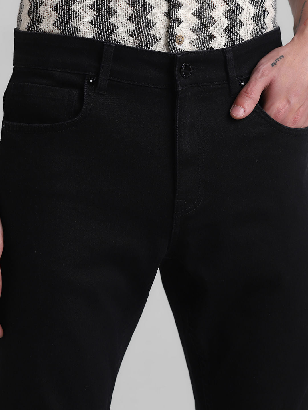 Black Mid Rise Clark Regular Fit Jeans