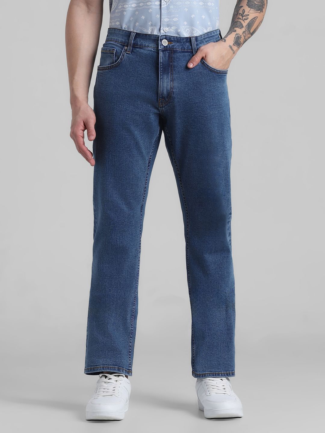 Light Blue Mid Rise Clark Regular Fit Jeans