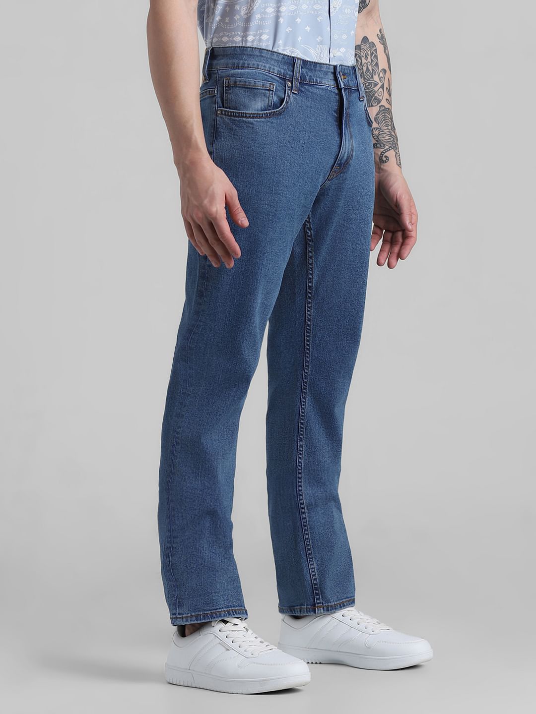Light Blue Mid Rise Clark Regular Fit Jeans