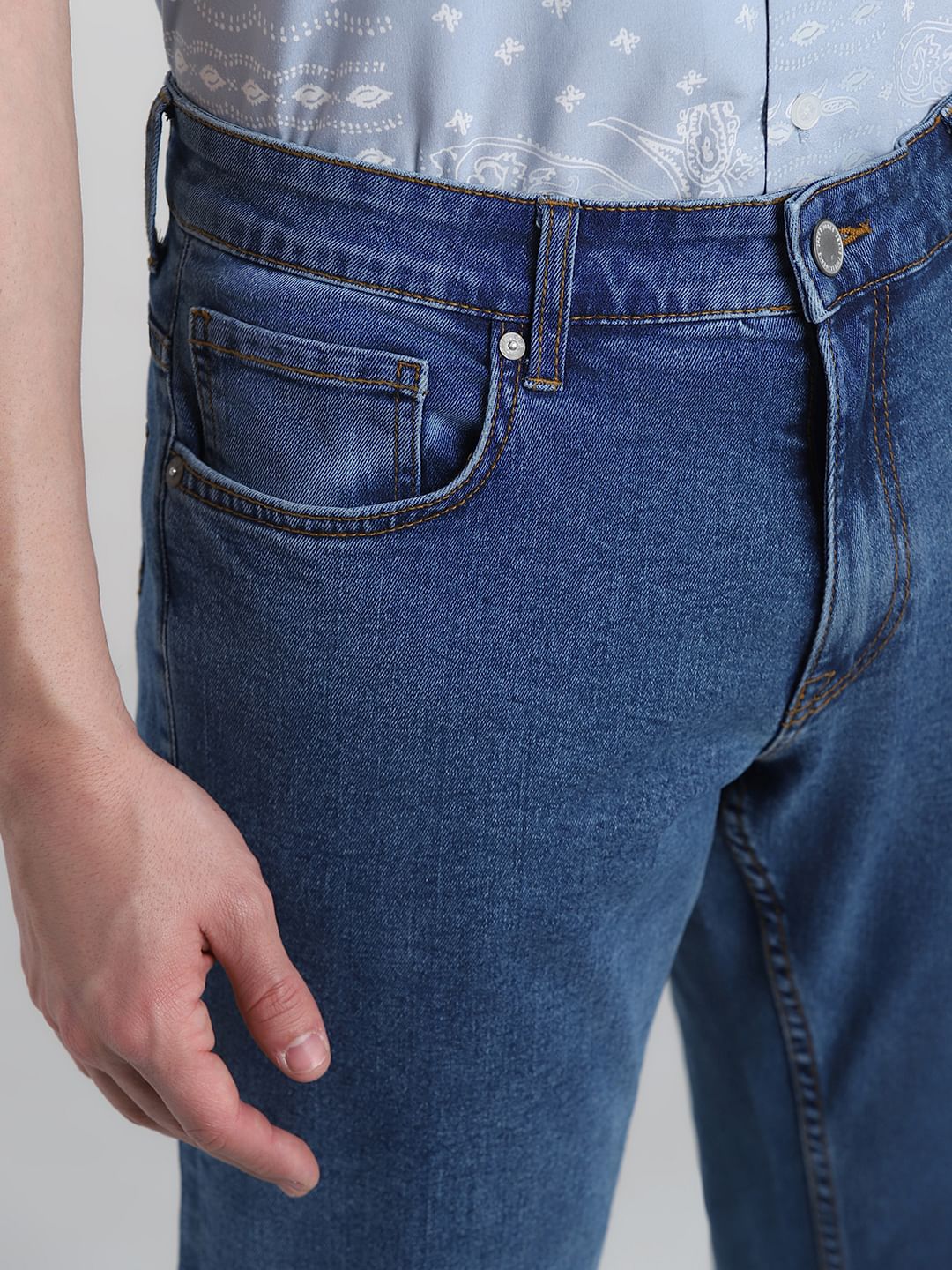 Light Blue Mid Rise Clark Regular Fit Jeans