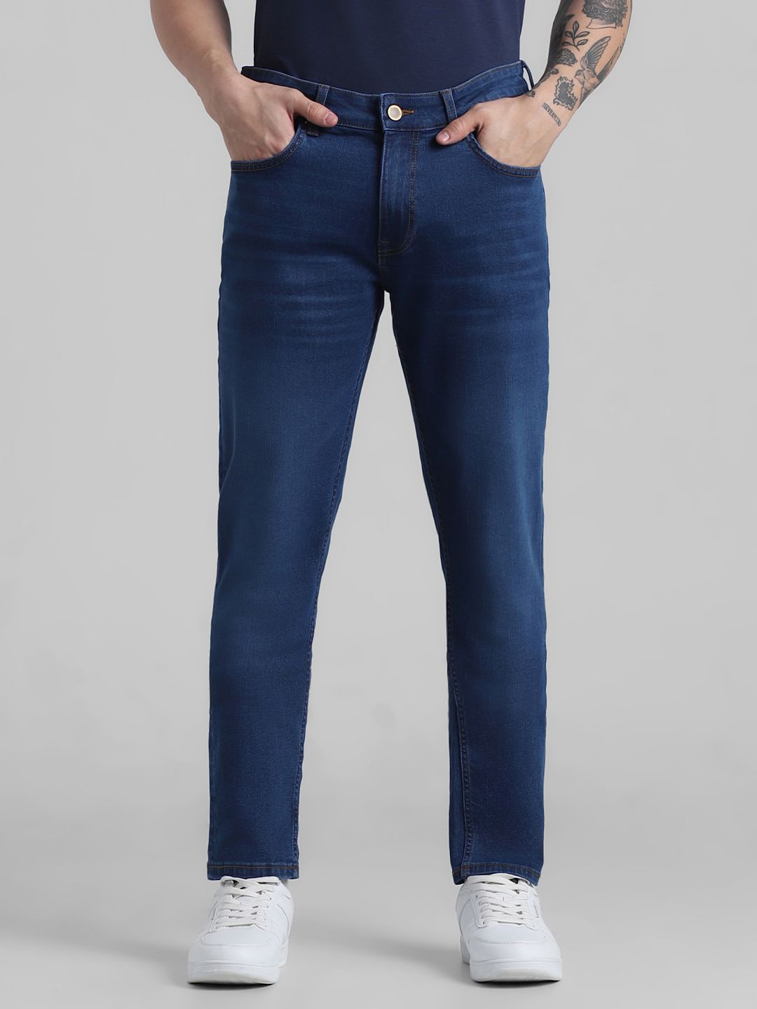 Dark Blue Low Rise Washed Ben Skinny Jeans - 30/32