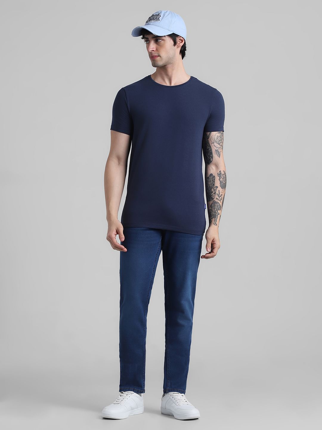 Dark Blue Low Rise Washed Ben Skinny Jeans