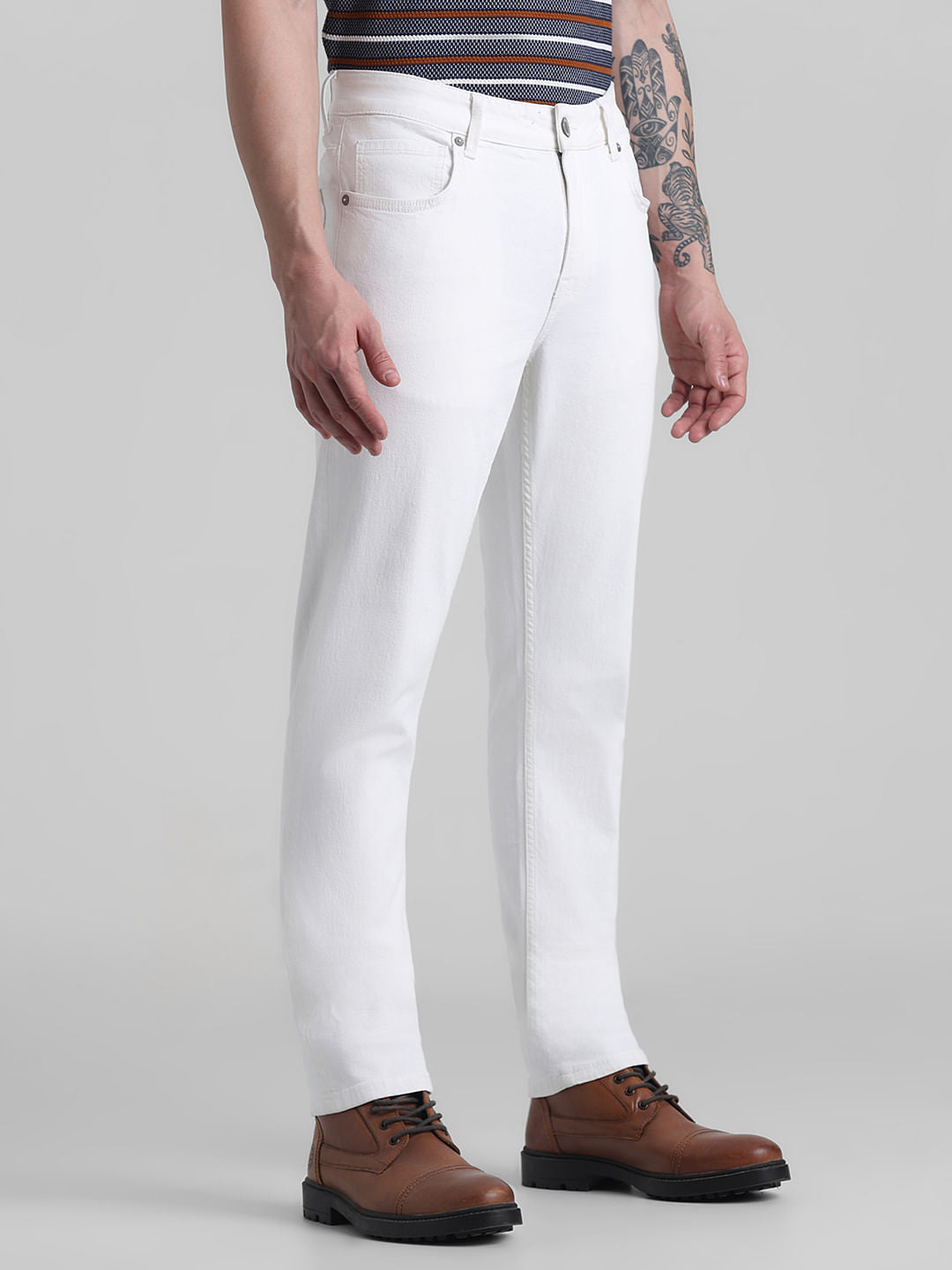 White Low Rise Glenn Slim Fit Jeans