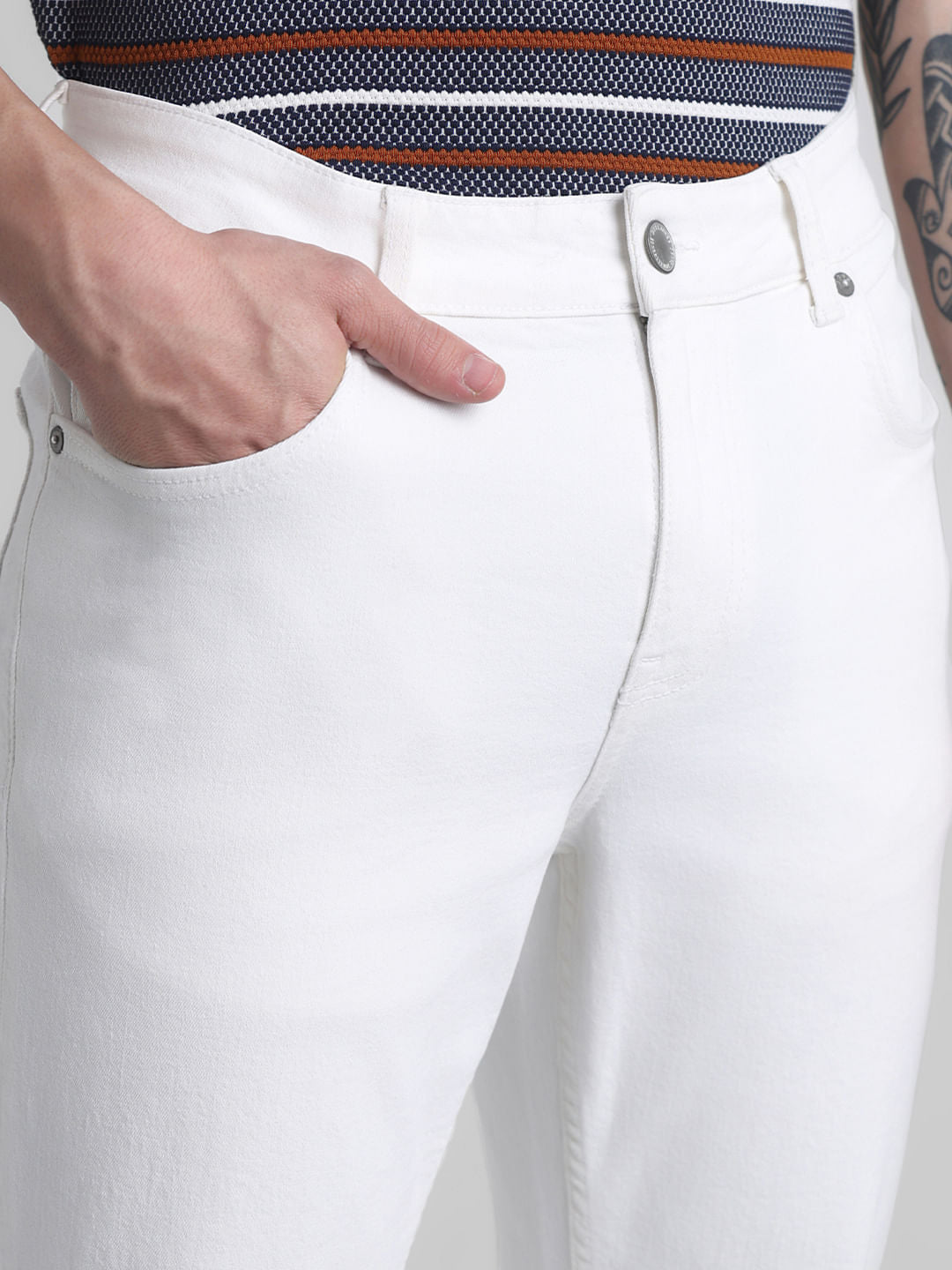 White Low Rise Glenn Slim Fit Jeans