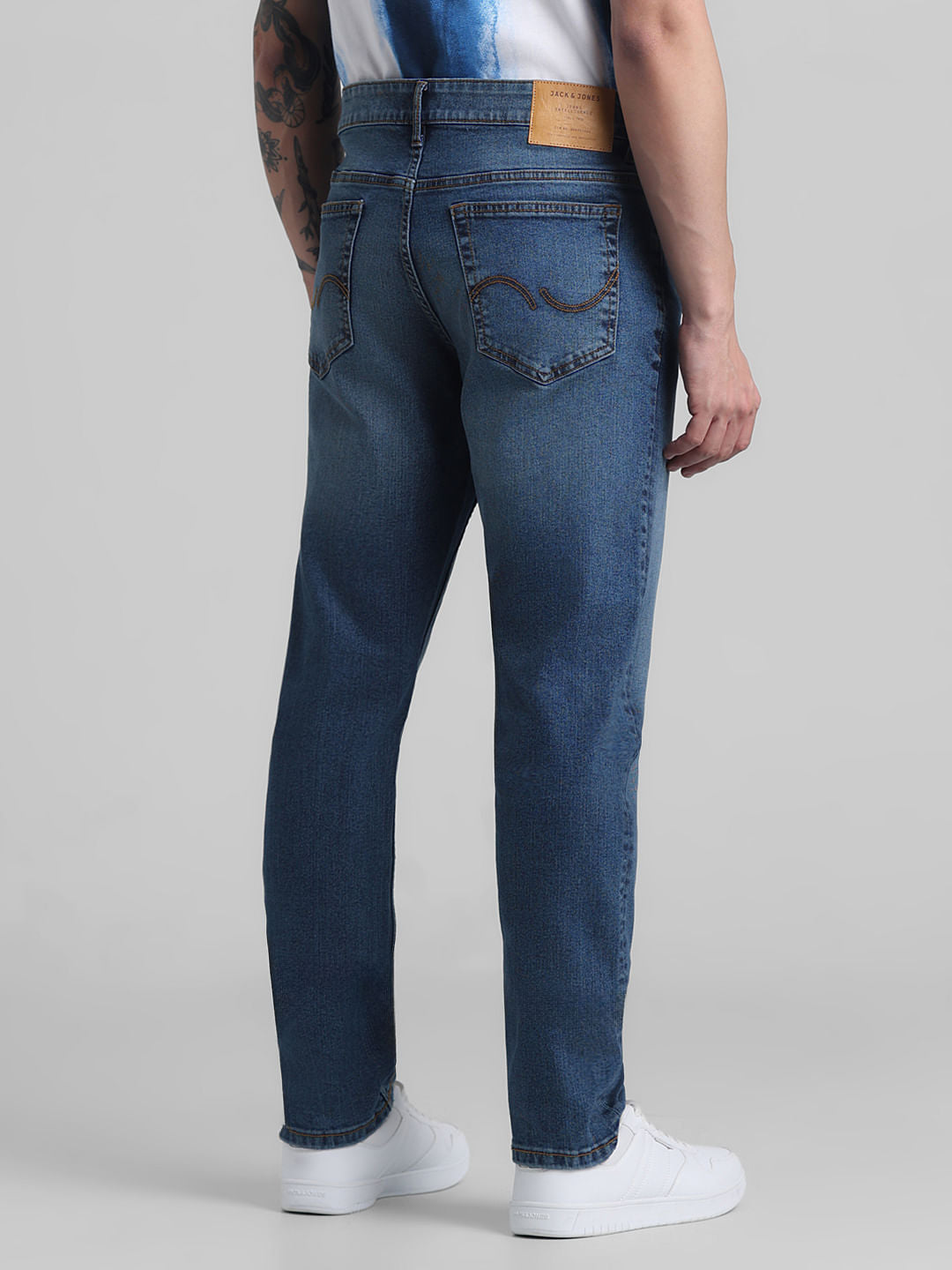Blue Low Rise Washed Glenn Slim Fit Jeans