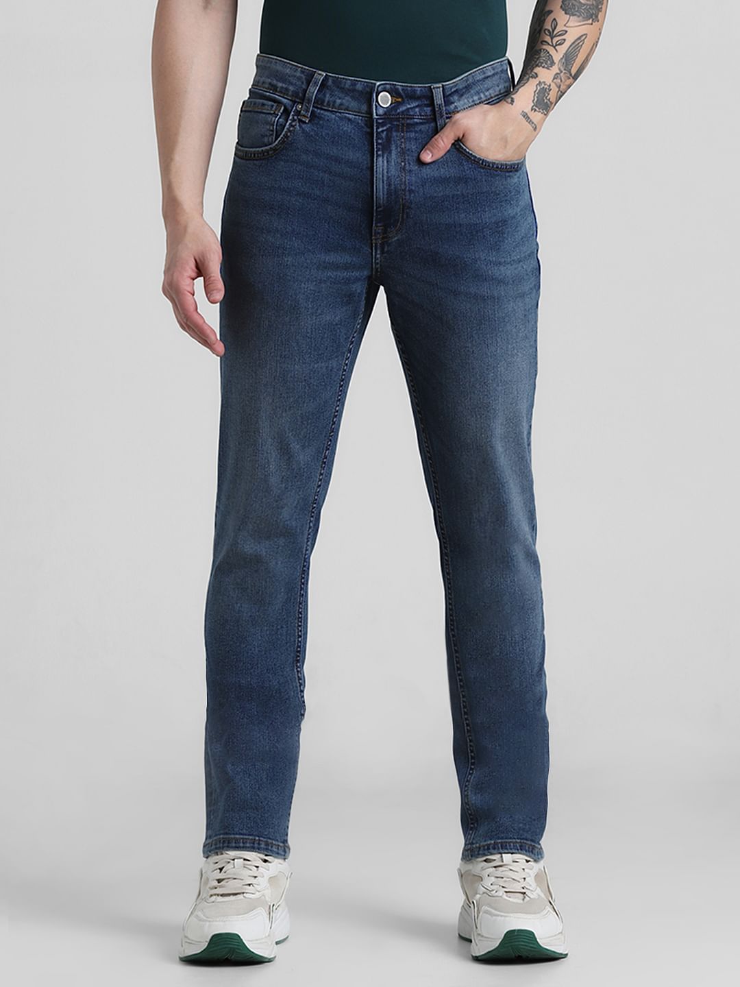 Blue Low Rise Washed Ben Skinny Jeans - 28/30