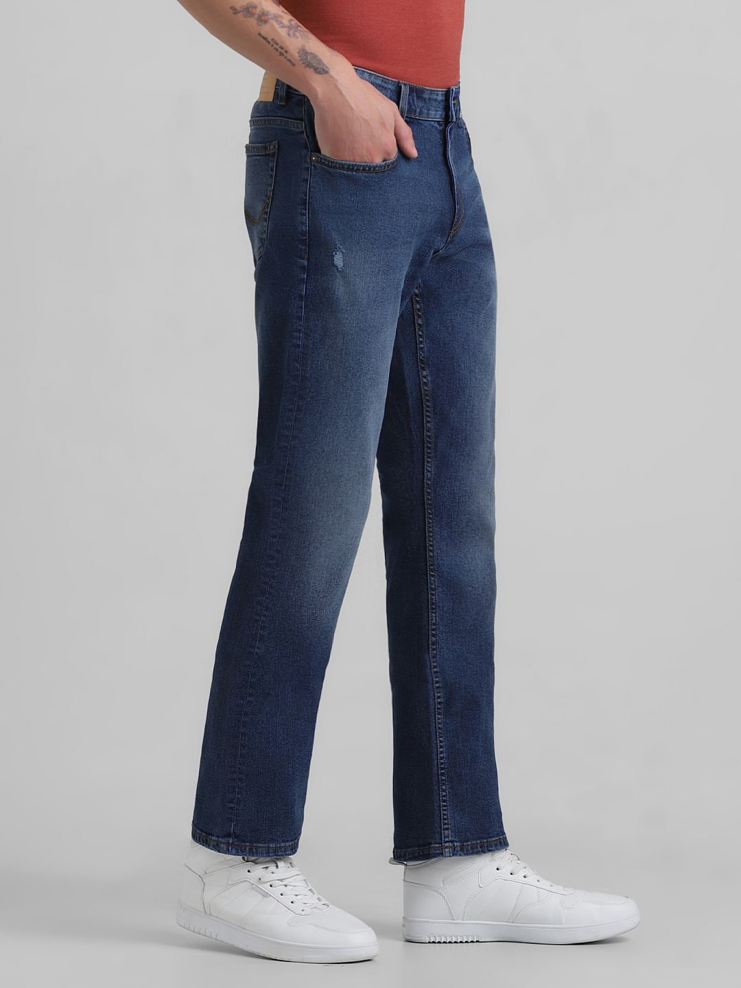 Dark Blue Mid Rise Clark Regular Fit Jeans
