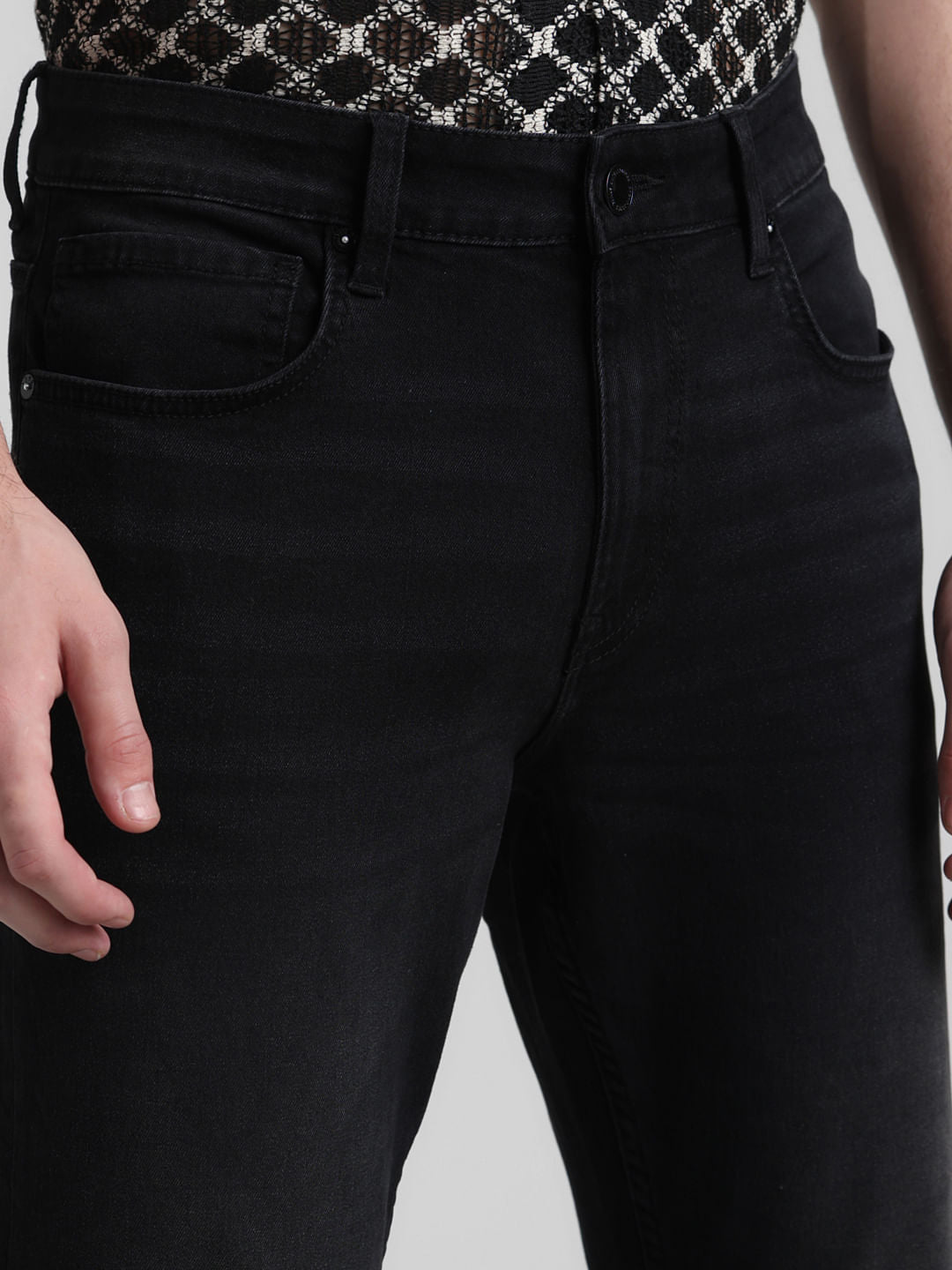 Black Mid Rise Clark Regular Fit Jeans